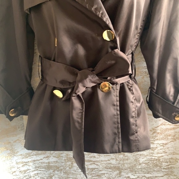 ZARA Chocolate Metallic Brown Belted Spring/Fall Coat/Jacket Size M - Picture 5 of 13